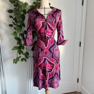 Vintage Betsey Johnson Pink Paisley Belted Dress - Medium